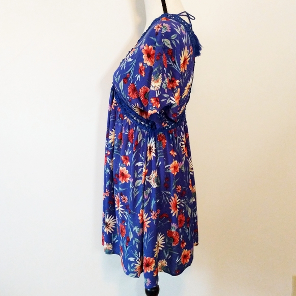 🌸🌟LAST 1🌟NWT En Creme Blue Floral Mini Dress - Picture 3 of 6